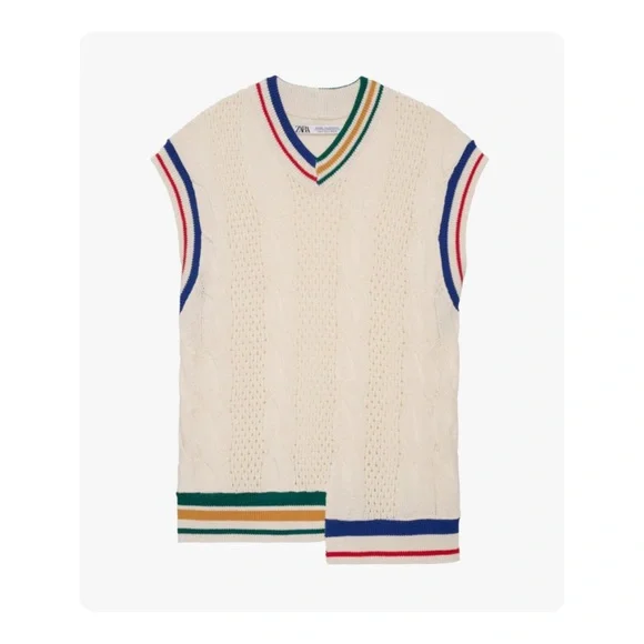 ★ Zara Unisex Limited Edition Asymmetrical Woven Vest 2023 SS - Cream ★